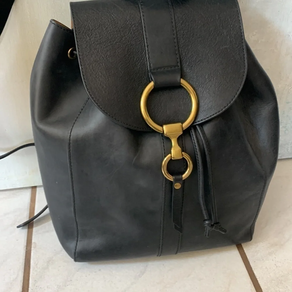 FRYE Black Leather Backpack